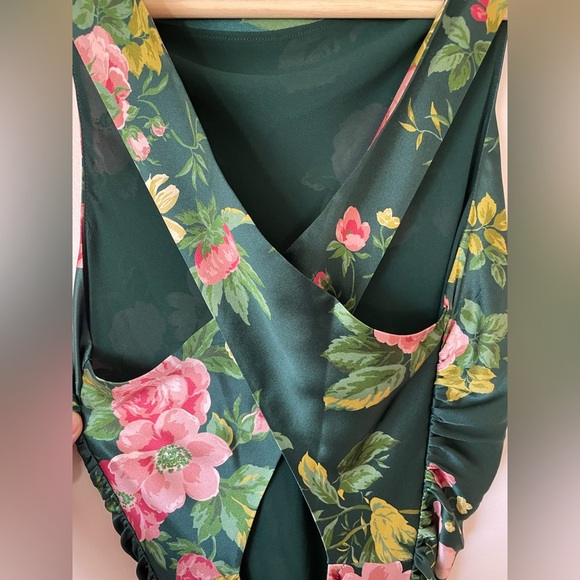 NEW Reformation Anaiis Silk Backless Long Dress Belvedere Green Floral US 2 UK 6 - Picture 6 of 15